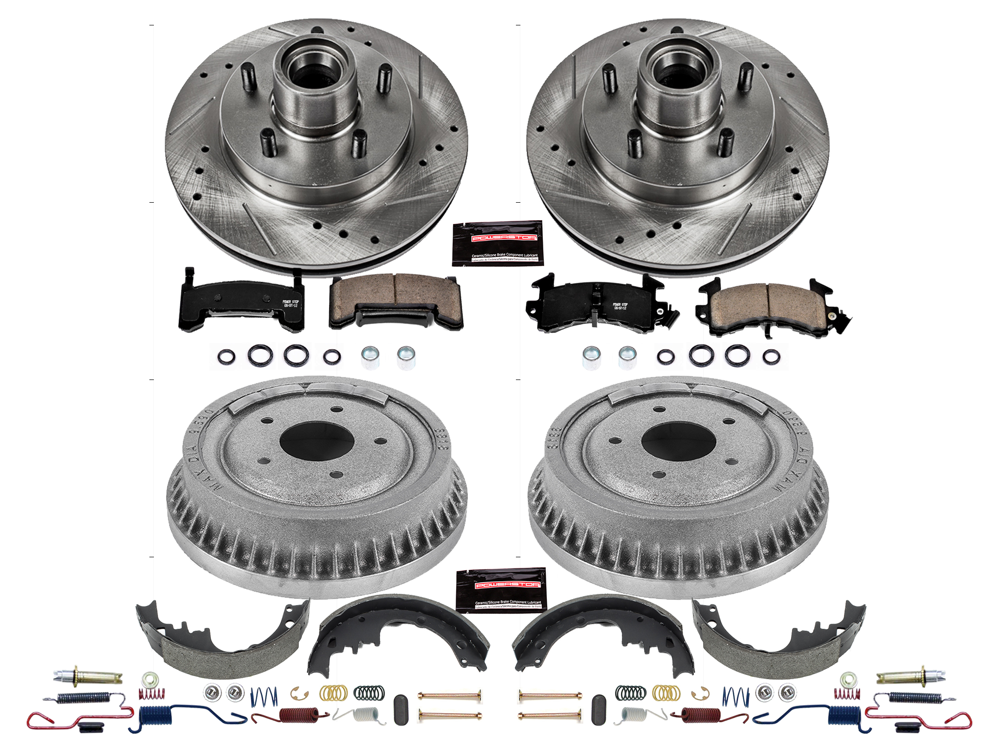 Z23 Daily Driver Carbon-Ceramic Pads, Drilled + Slotted Rotors, Drum + Shoe Kit