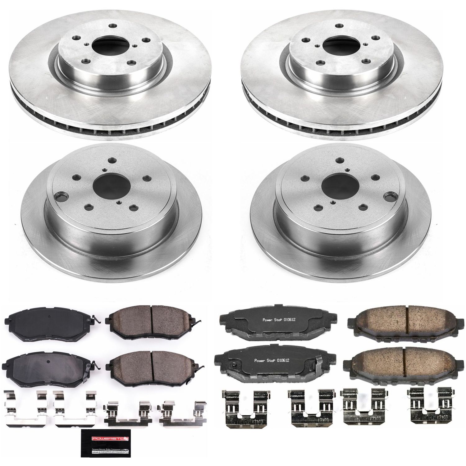 Oe Stock Replacement Low-Dust Ceramic Brake Pad And Rotor Kit