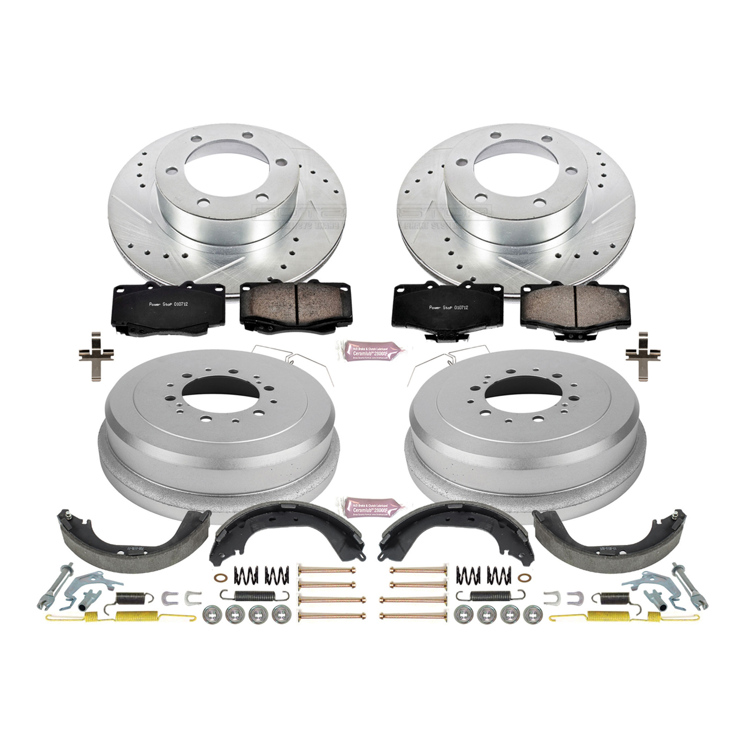 Z23 Daily Driver Carbon-Ceramic Pads, Drilled + Slotted Rotors, Drum + Shoe Kit
