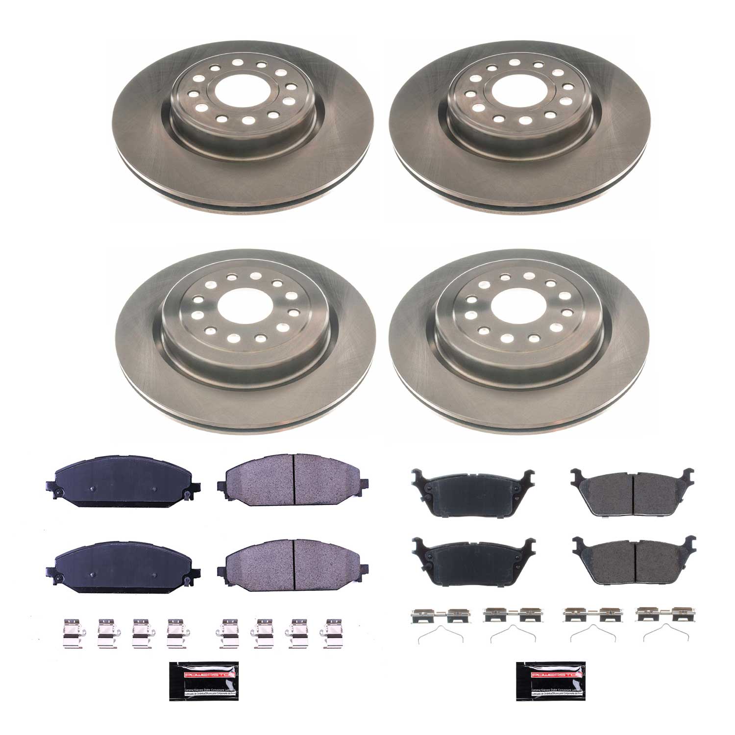 Oe Stock Replacement Low-Dust Ceramic Brake Pad And Rotor Kit