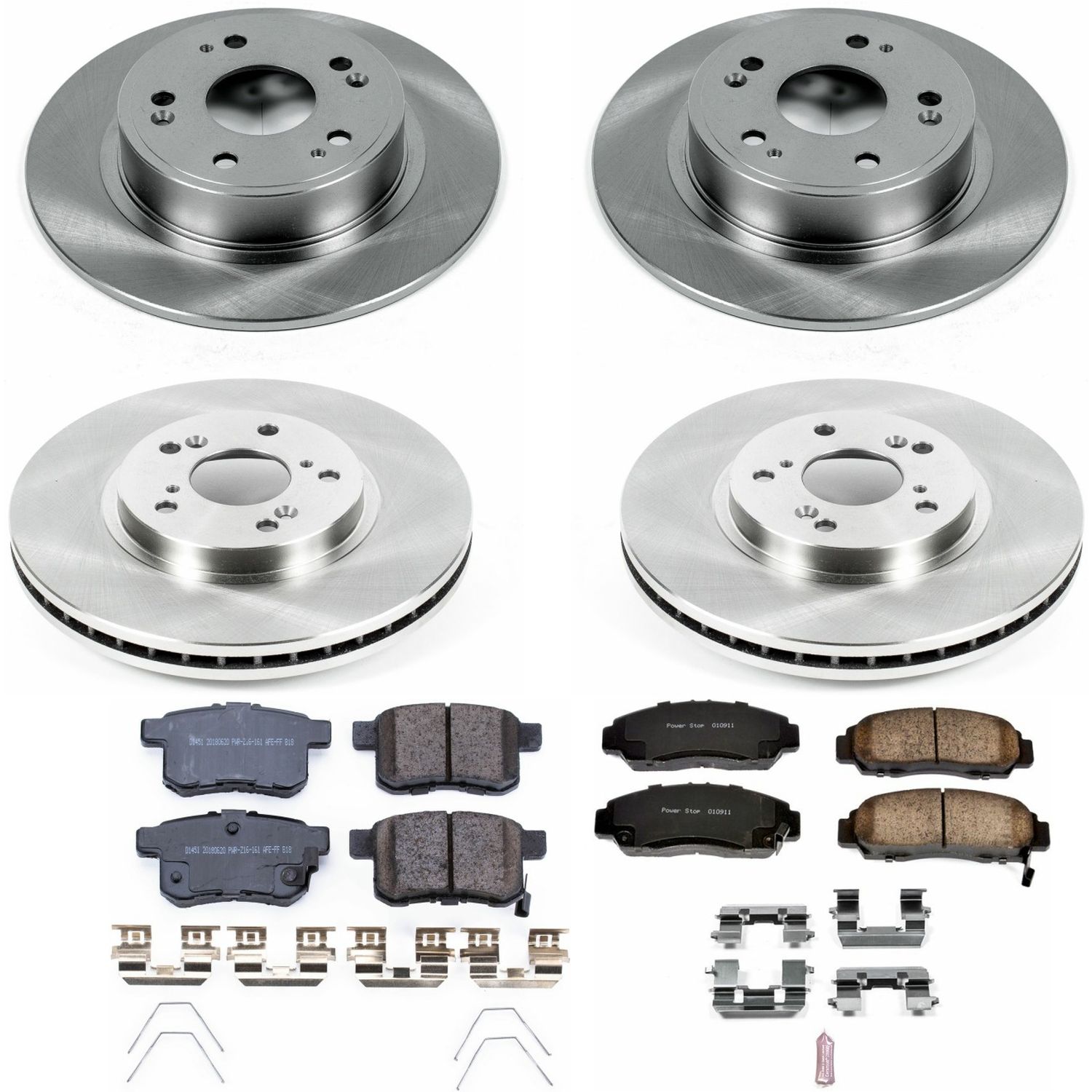 Oe Stock Replacement Low-Dust Ceramic Brake Pad And Rotor Kit