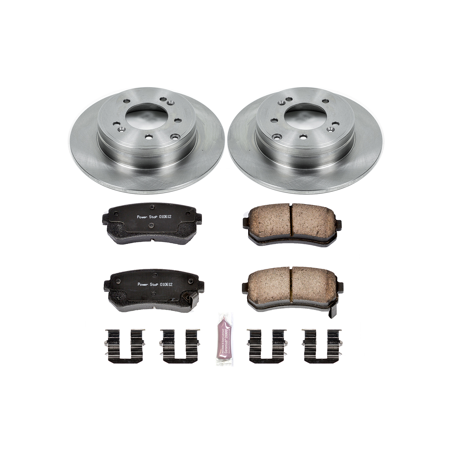 Oe Stock Replacement Low-Dust Ceramic Brake Pad And Rotor Kit