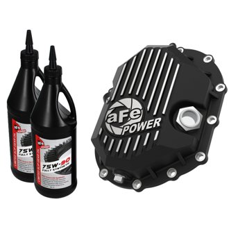 Pro Series Front Differential Cover Black W/ Machined Fins & Gear Oil