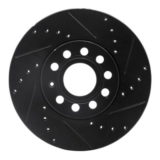 R1 05-25 Audi A3 (Mexico) Front Right Drilled & Slotted Black Brake Rotor