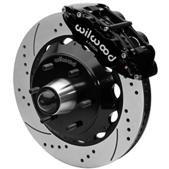 Wilwood 63-87 C10 FNSL6R Front Big Brake Kit 14in drill/slot 6x5.5 BP for drop spindles - Blk