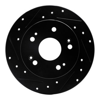 R1 97-15 Acura ILX Rear Left Drilled & Slotted Black Brake Rotor