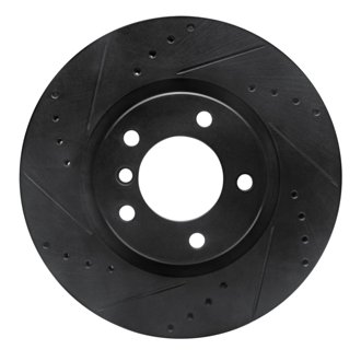 R1 95-99 BMW M3 E36 Right Front Drilled & Slotted Black Brake Rotor