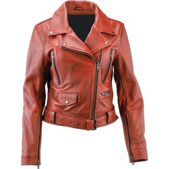 Leather By River Road Arabian Spice Leather Jacket Red Womens - Small