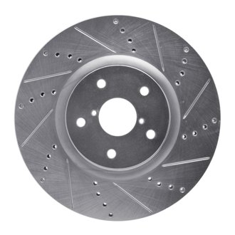 R1 05-20 Subaru WRX Front Right Drilled & Slotted Silver Brake Rotor