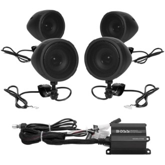 Systems Motorcycle Speaker Amplifier/ Bluetooth/ 3in Speakers 2 Pair- Black