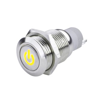 Pre-Wired Power Symbol On/Off Flush Mount Led Switch, Yellow