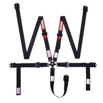Camlock 5 Point 2In Auto Racing Harness Set / Pull-Down Lap / SFI 16.1 Seat Belt Set- Black