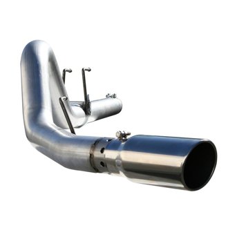 Large Bore-HD 5 IN 409 Stainless Steel DPF-Back Exhaust System w/Black Tip