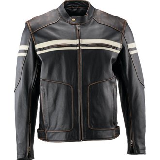 Leather By River Road Hoodlum Vintage Leather Jacket Black - Medium