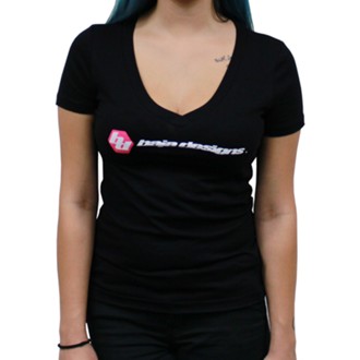 Womens V-Neck T-Shirt (Size S; Black