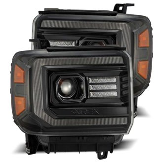14-18 GMC Sierra LUXX LED Proj Headlights Plnk Style Alpha Blk w/Activ Light/Seq Signal/DRL