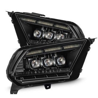 10-12 Ford Mustang NOVA-Series LED Proj. Headlights Alpha-Blk w/Activ Lght & Seq.Sig SB DBL
