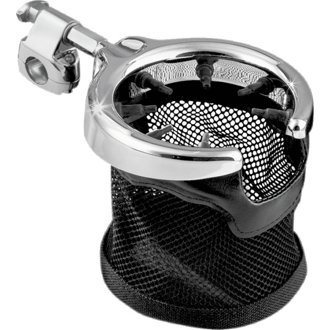 Universal Passenger Drink Holder With Basket Black/Chrome
