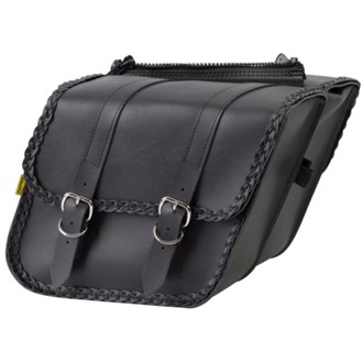 Universal Braided Compact Slant Saddlebags (12 in L x 9.5 W x 5.5 in H) - Black