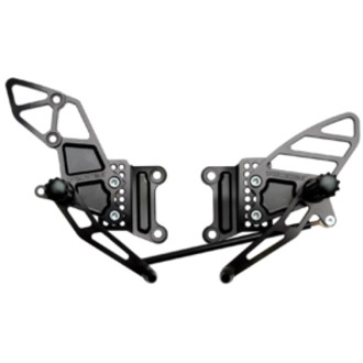 Vortex Racing 07-08 Kawasaki ZX600 Ninja ZX-6R,05-06 ZX600 Ninja ZX-6RR Adjustable Rearsets- Black