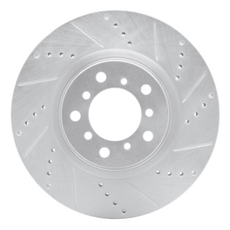 R1 01-06 BMW M3 Left Front Drilled & Slotted Silver Brake Rotor