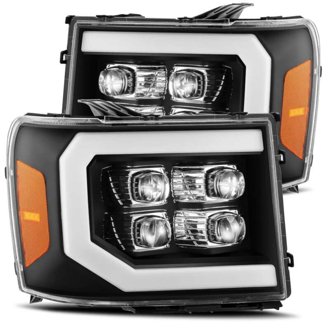 07-13 GMC 1500HD NOVA LED Proj Headlight Plank Style Gloss Blk w/Activ Light/Seq Signal/DRL