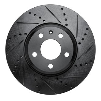 R1 08-25 Audi A4 Quattro Front Right Drilled & Slotted Black Brake Rotor