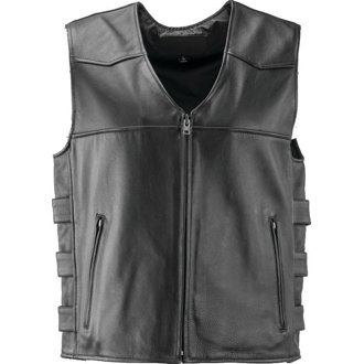 Leather By River Road Plains Leather Vest Black - Xl