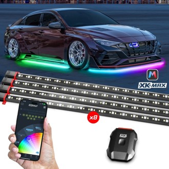 XKmax RGBW 8pc Addressable Car Underglow Kit Universal Fitment for 12v
