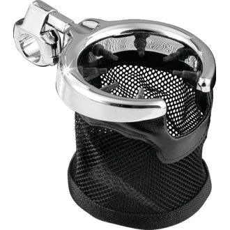 Drink Holder with Mesh Basket 1 inch Clamp Chrome