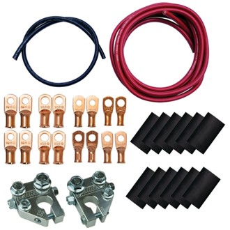 Billet Terminals Black Shrinks Remote Battery Cable Kit W/Positive & Negative Wires