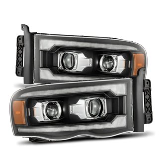 02-05 Dodge Ram 1500 LUXX LED Proj Headlights Plank Style Black w/Activ Light/Seq Signal