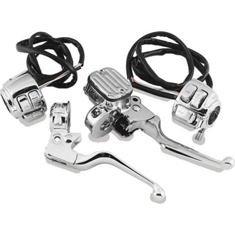 Bikers Choice 96-06 Big Twin / 96-03 XL 9/16in Bore Chrome Handlebar Control Kit W/Chrome Switches