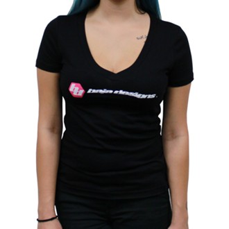 Womens V-Neck T-Shirt (Size L; Black