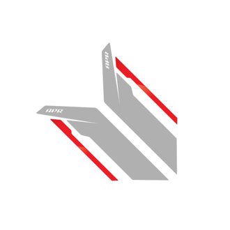 Sideburn Stickers - Silver /Red Stripe (Pair