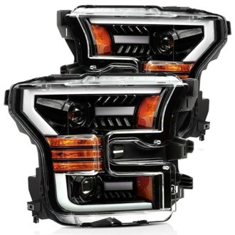15-17 Ford F-150 LUXX LED Projector Headlights Plank Style Alpha Blk w/Activ Light/DRL