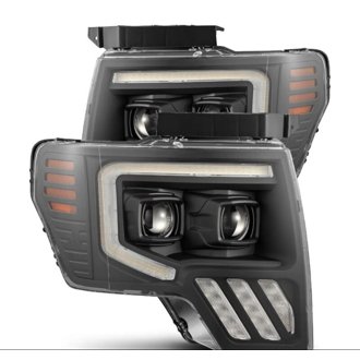 09-14 Ford F-150 PRO-Series Projector Headlights Plank Style Black w/Activ Light/Seq Signal