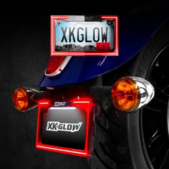 Motorcycle License Plate Frame Light W/ Turn Signal - Black