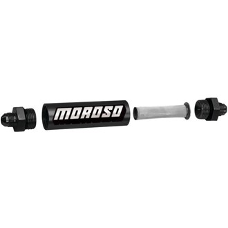 In-Line Fuel Filter - 6.5in -8An - 40 Micron SS Filter - Aluminum