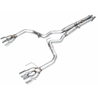 AWE Track Edition Exhaust for S650 Mustang GT Coupe - Quad Chrome Silver Tips