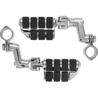 Dually ISO Offset Highway Pegs With 1-1/4inch Clamp Chrome (Pair