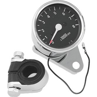 Bikers Choice Big Twin & XL Mechanical Custom Mini Tachometer Black Face 8000 Rpm 2 1/2 Inch