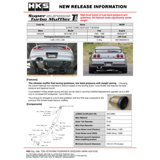SUPER TURBO MUFFLER TI BCNR33 RB26DETT
