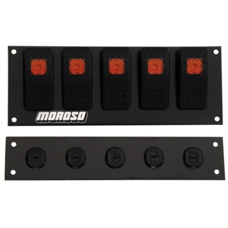 Rocker Switch Panel - Flat Surface Mount - LED - 2.488in x 6.695in - Five On/Off Switches