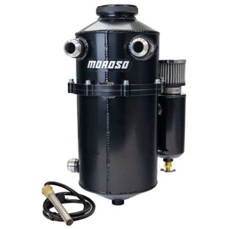 2 Piece 16.5in Tall 60/40 Split Dual Inlet 7.5qt Dry Sump Tank - Black