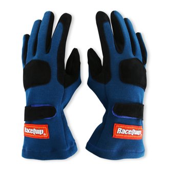 SFI 3.3/5 Blue / Black Short Gauntlet Nomex Race Gloves - Large