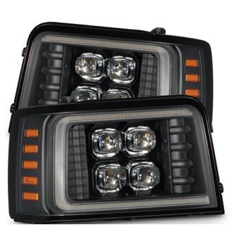 92-96 Ford F-Series/Bronco NOVA-Series LED Proj Headlight Bk w/Actv Light SeqSig & SBDRL