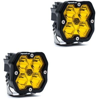 Squadron 2.0 Sport Black LED Auxiliary Light Pod Pair (No Harness) (Spot; Baja Amber)